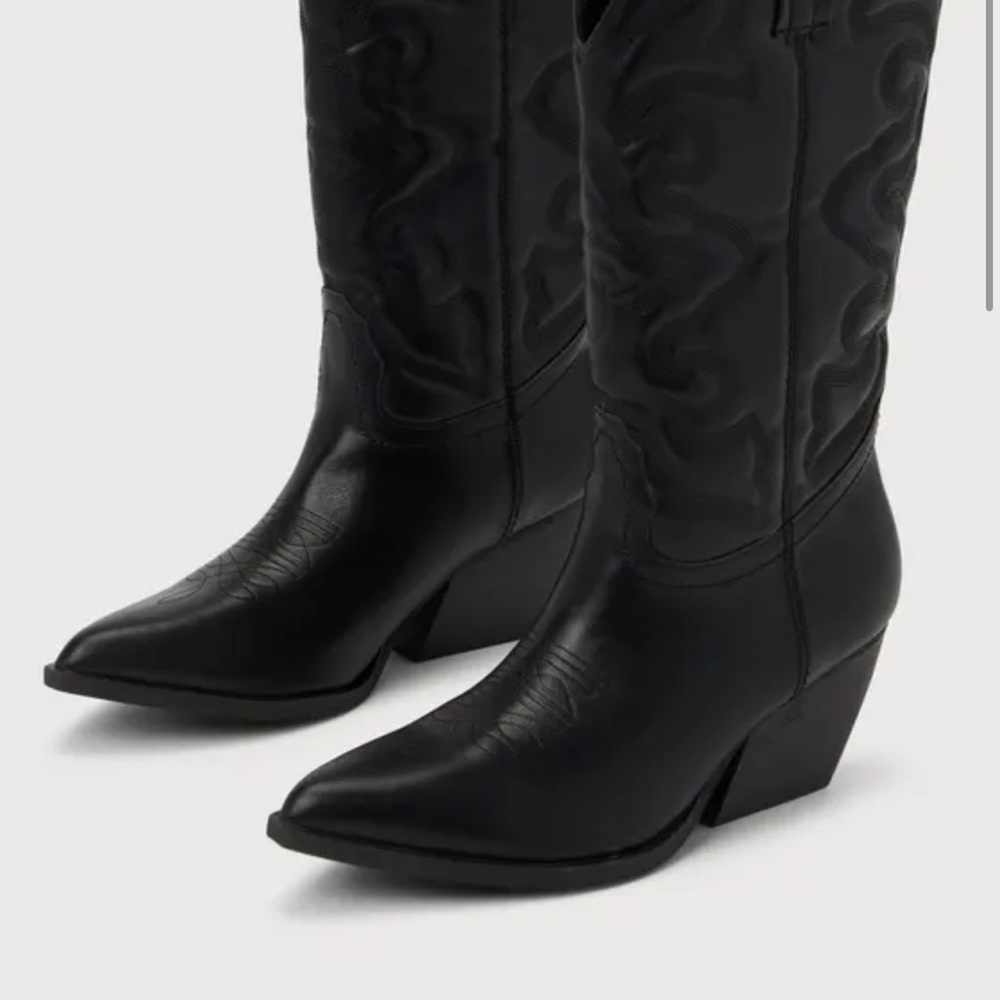 Black Western-Style mid calf Women's Boots